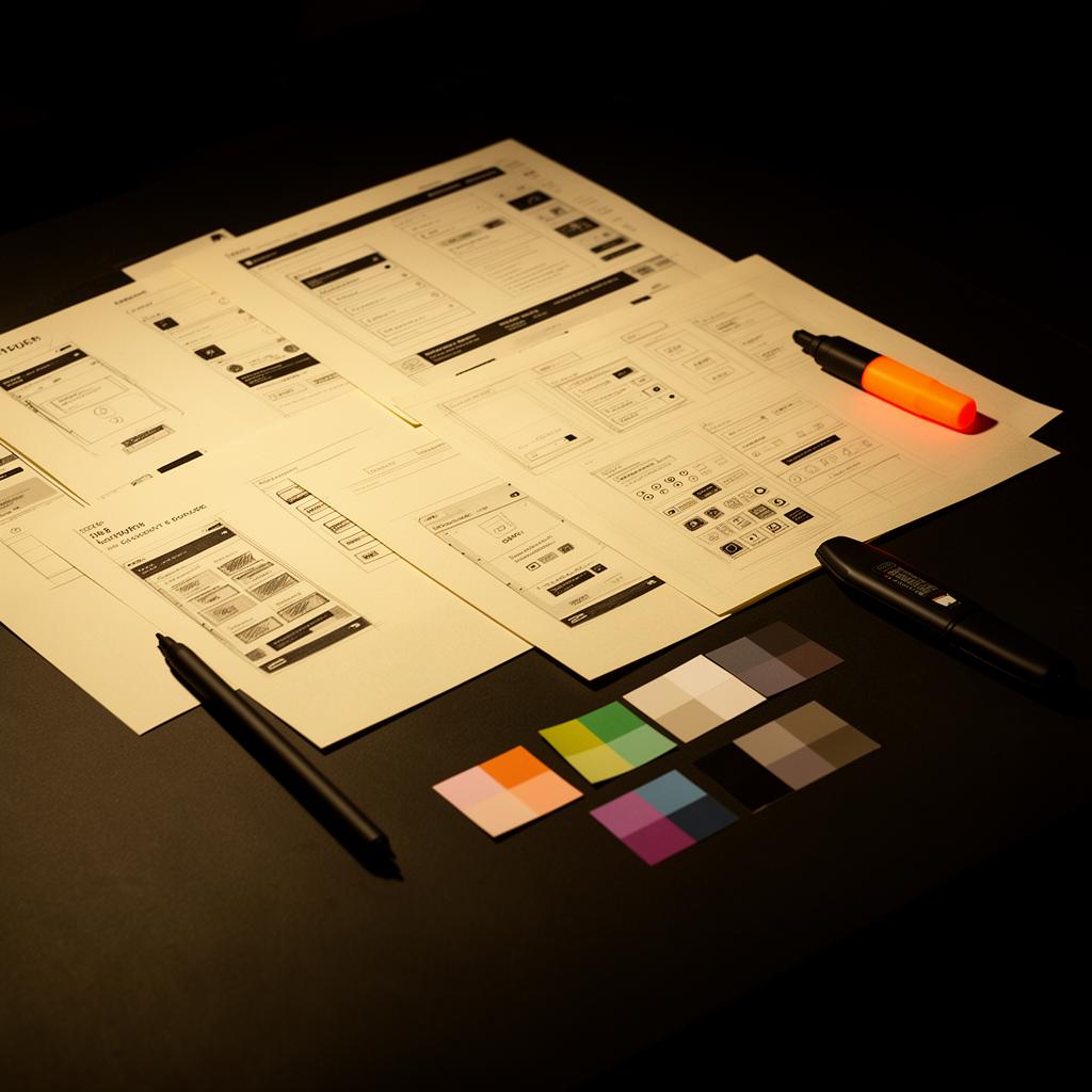 Designer sketching website wireframes
